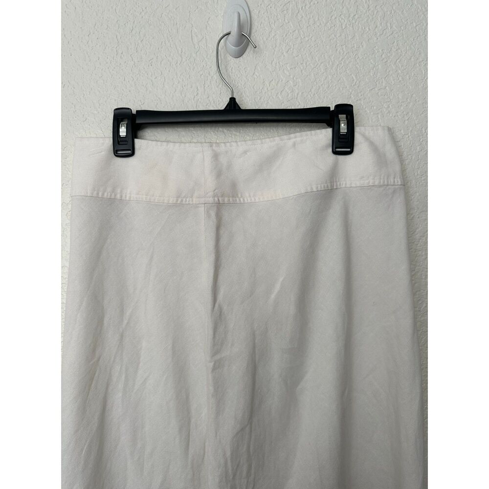 Vintage J Jill 100% Linen Midi White Skirt Beachy Coastal Classic Size 14 - Picture 6 of 9